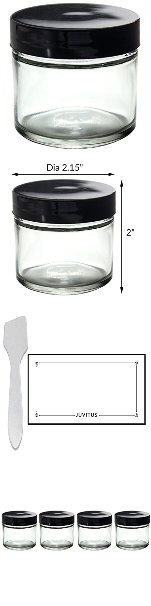 clear thick glass straight sided jars 2 oz 60 ml 4 pack spatulas and labels
