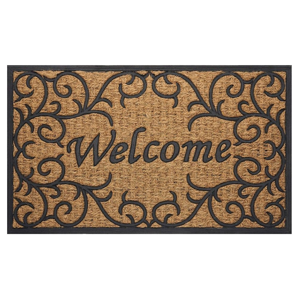 achim coir doormat vines beige brown