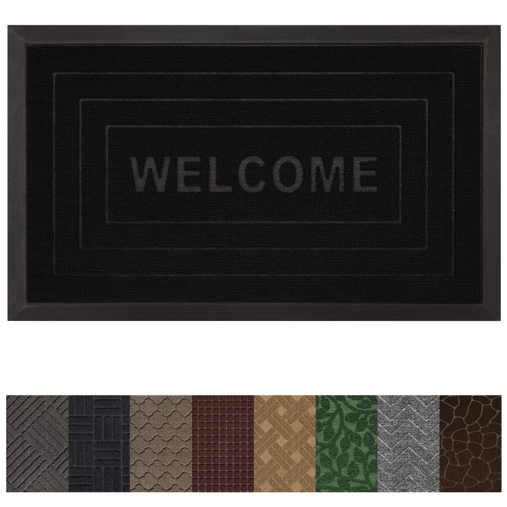 amazon com gorilla grip original durable rubber door mat 35 x 23 heavy duty doormat for indoor outdoor waterproof easy clean low profile rug mats for