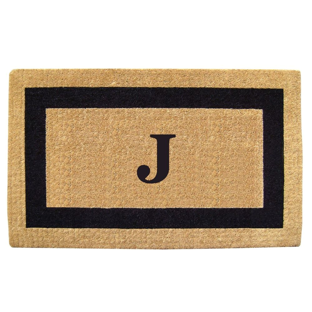 nedia home heavy duty coir single picture frame monogrammed black doormat 38 in