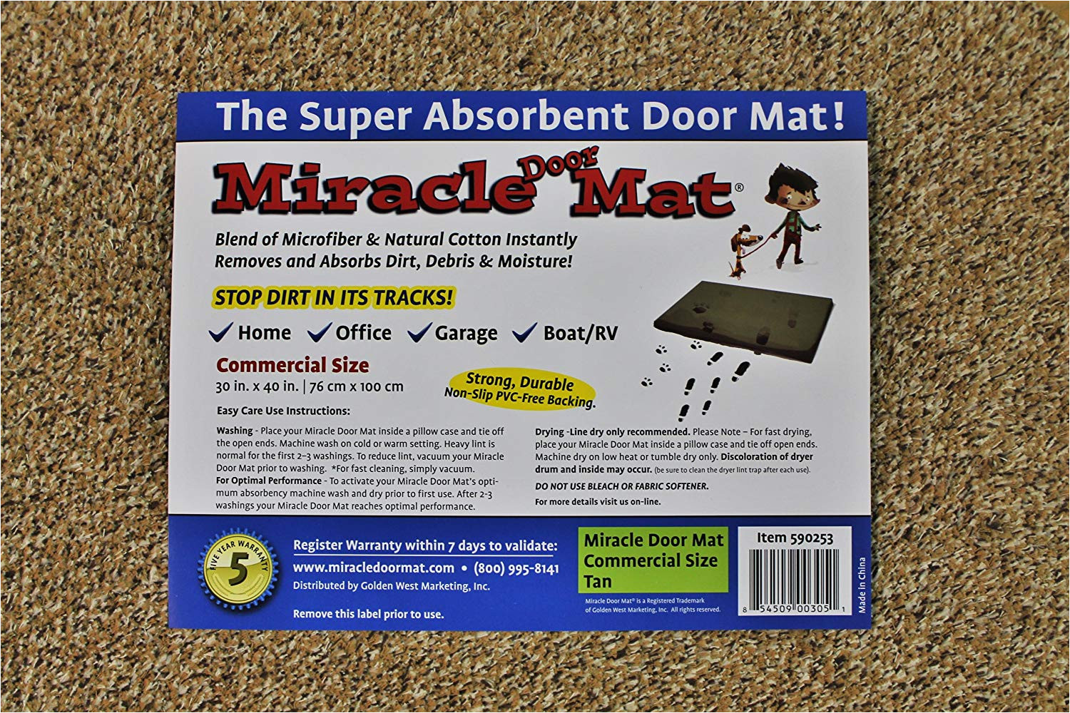 amazon com golden west marketing miracle door mat 30 x40 tan garden outdoor