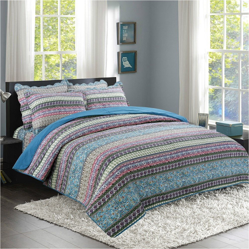 chausub vintage print quilt set 3pcs 4pcs cotton coverlet set bedspread bed sheets duvet cover quilted bedding set king size in bedding sets from home