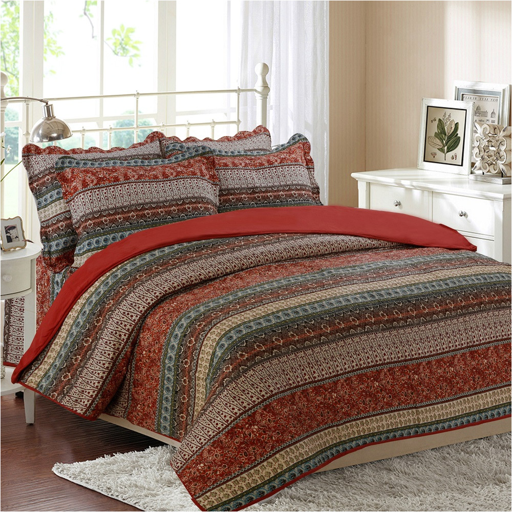 chausub vintage print quilt set 3pcs 4pcs cotton coverlet set bedspread bed sheets duvet cover quilted bedding set king size in bedding sets from home