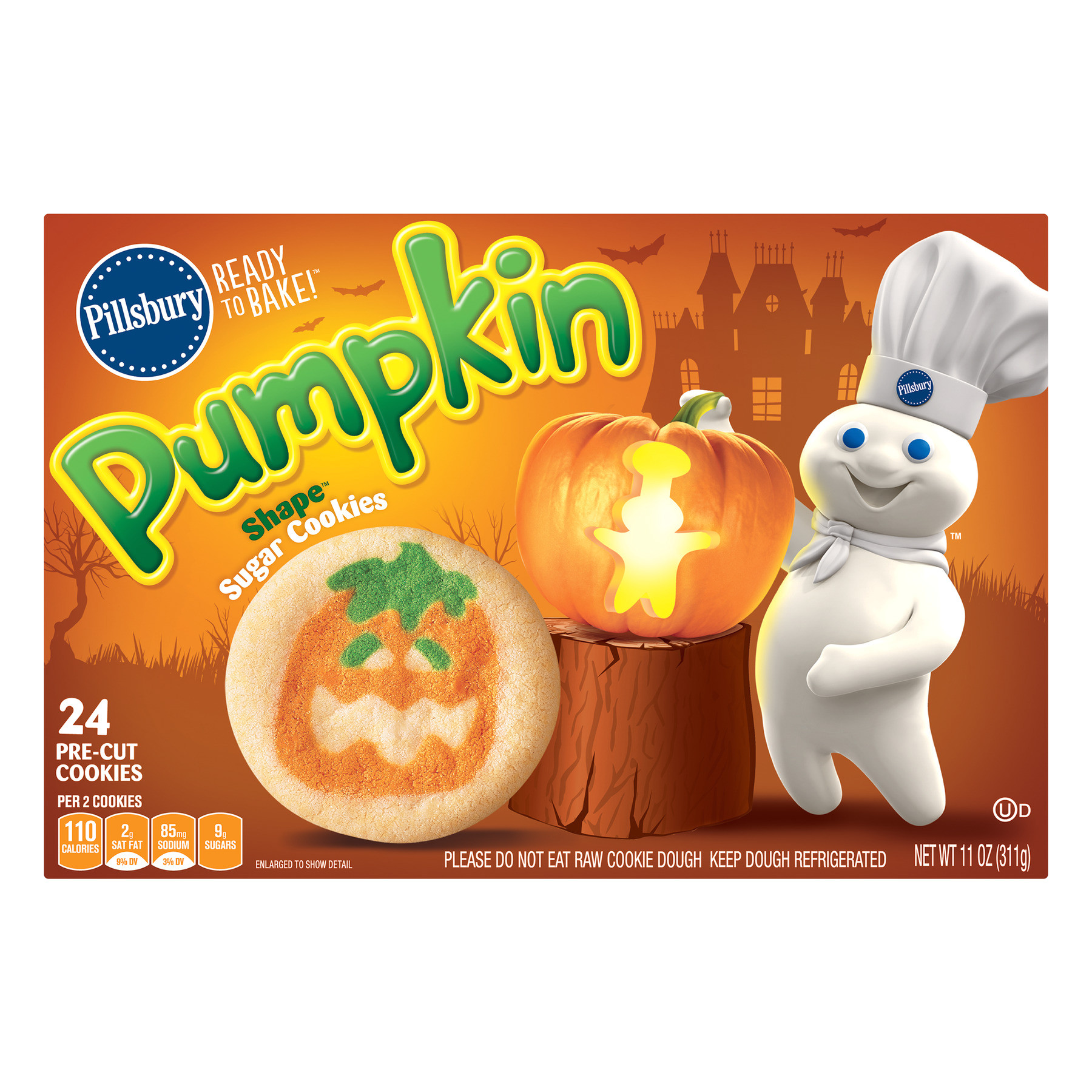 pillsbury ready to bake a pumpkin shapea sugar cookies 11 0 oz walmart com