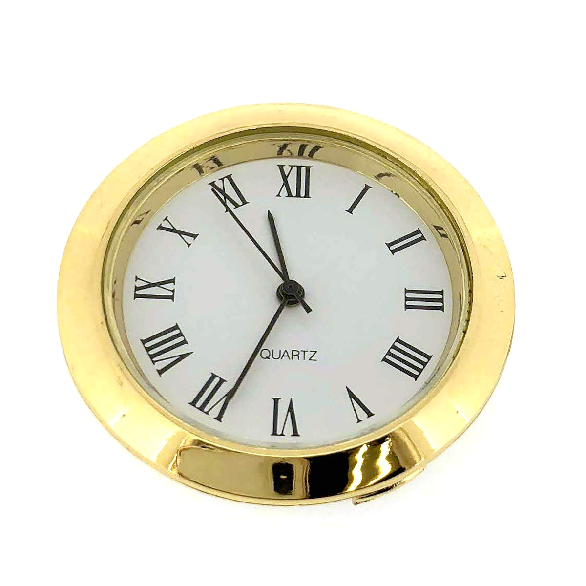 amazon com mini clock quartz movement insert round white dial gold tone bezel roman number watches