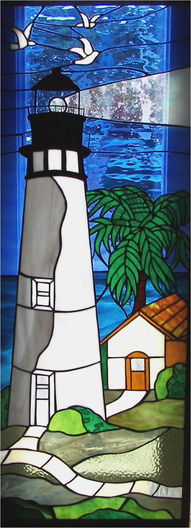 stained glass of a light house