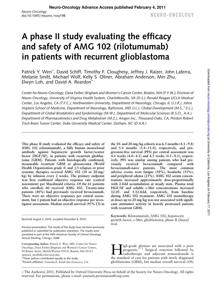 pdf biological markers of recurrence and survival of high grade gliomas the role of hepatocyte growth factor