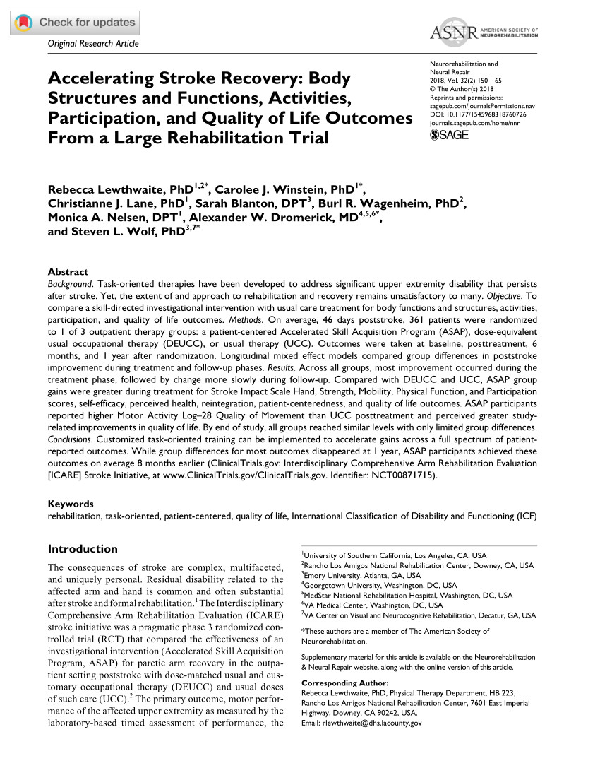 pdf interdisciplinary comprehensive arm rehabilitation evaluation icare a randomized controlled trial protocol