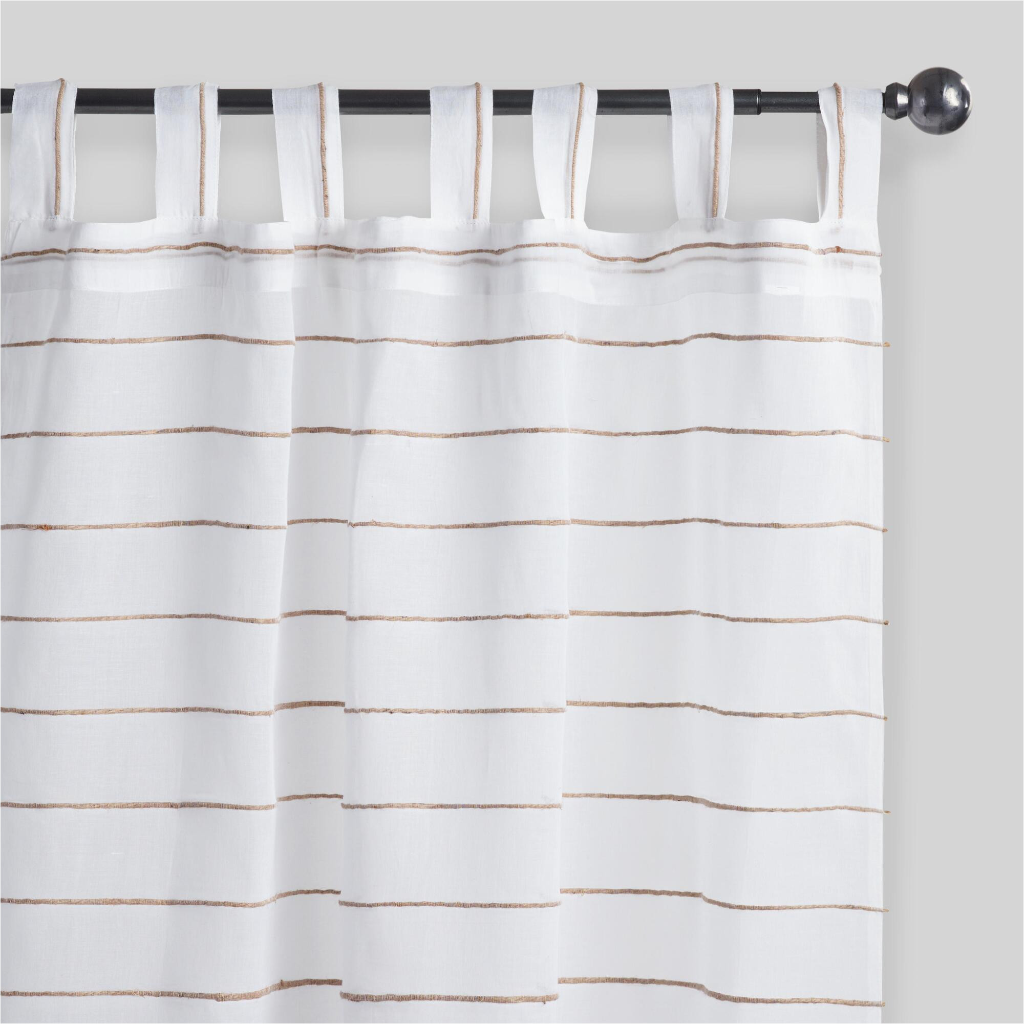 white striped jute sahaj tab top curtains set of 2