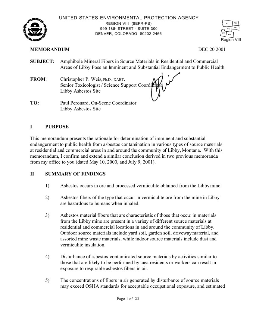 pdf a review of the federal government s health activities in response to asbestos contaminated ore found in libby montana