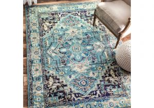 10×14 area Rugs Ikea Nuloom Traditional Flower Medallion Aqua Rug 7 10 X 11