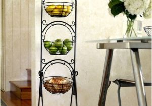 3 Tier Fruit Basket Stand From Costco Pin Scroll 3 Tier Floor Basket Stand with Black Finish