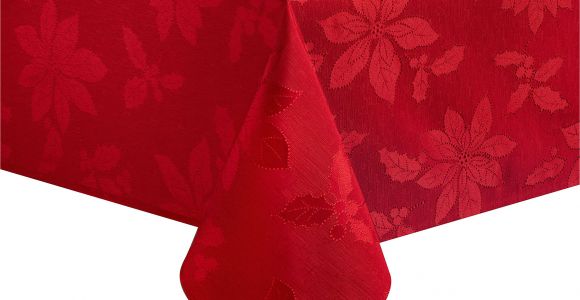 60 X 84 Tablecloth Fits What Size Table Poinsettia Legacy Damask Christmas Tablecloth Red 60 X 84