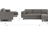 90 Inch Sectional sofa with Chaise Gray Right Sectional sofa Tufted Article Sven Modern Furniture
