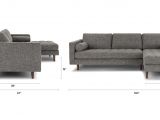 90 Inch Sectional sofa with Chaise Gray Right Sectional sofa Tufted Article Sven Modern Furniture