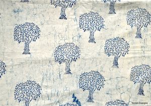 African Mud Cloth Fabric by the Yard Mudcloth Fabric by the Yard Tree Design White Indigo Fabric Mudcloth