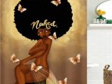 Afro American Bathroom Sets Afro Hair Fashion Girl Have A Bath Shower Curtain Coffee