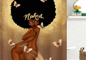 Afro American Bathroom Sets Afro Hair Fashion Girl Have A Bath Shower Curtain Coffee