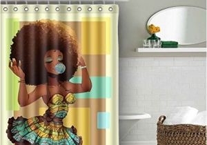 Afro American Bathroom Sets Authentic Afro Shower Curtain Waterproof Baixin Black