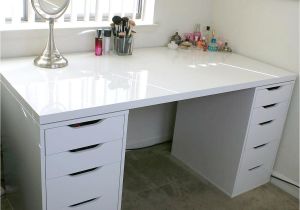 Alex 9 Drawer Dupe Michaels White Minimalist Makeup Vanity and Storage Ikea Linnmon and Alex A