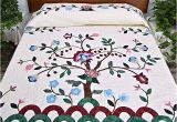 Amish Tree Of Life Quilt Pattern Rose Blue and Green Tree Of Life Applique Quilt