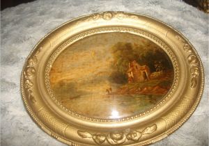 Antique Oval Picture Frames Bubble Glass Clearnce Sale Antique Miniature Oval Painting Under Convex Glass