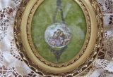 Antique Oval Picture Frames Bubble Glass Reduced Vtg Gold Gesso Framed Porcelain Fragonard Style Young Lovers