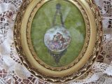 Antique Oval Picture Frames Bubble Glass Reduced Vtg Gold Gesso Framed Porcelain Fragonard Style Young Lovers