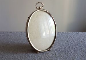 Antique Oval Picture Frames Bubble Glass Reserved for Vicki 3 1 4 X 4 1 4 Oval Brass Gold tone Metal