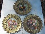Antique Oval Picture Frames with Bubble Glass 10 Set Of 3 Vintage Brass butterfly Round Frame with Floral Prints