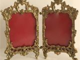 Antique Oval Picture Frames with Bubble Glass Antique French Rococo Style ornate Gold Color Brass Hinged Double