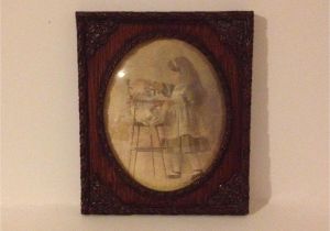 Antique Oval Picture Frames with Bubble Glass Vintage Child Baby Print Picture with Oval Convex Glass Bubble