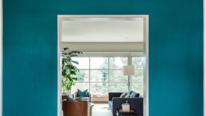 Benjamin Moore Galapagos Turquoise 2057-20 Galapagos Turquoise Walls and Ikat Rug Interiors by Color