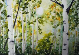 Best Trees for Colorado Landscape Art Watercolor aspen Tree Painting original Landscape