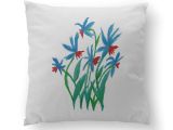 Best Type Of Pillow Stuffing Hand Painted Watercolor Floral Blue and Red Flowers Pillow by Anna