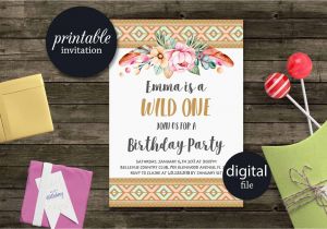 Birthday Party Supplies Roanoke Va Wild One Birthday Invitation Tribal Birthday Invitation Girl