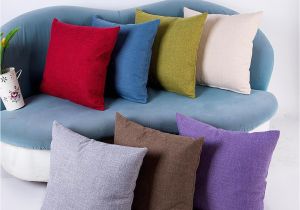 Blank Linen Pillow Covers wholesale Plain Candy Color 110g Linen Pillow Case Blank Decorative Cushion