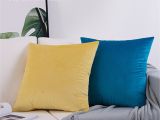 Blank Throw Pillow Covers wholesale Plain Dyed Velvet Fabric Cushion Cover Pillowcase Pink Blue Green