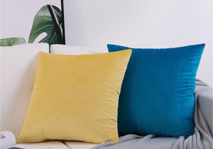 Blank Throw Pillow Covers wholesale Plain Dyed Velvet Fabric Cushion Cover Pillowcase Pink Blue Green