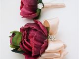 Burgundy Corsage and Boutonniere Burgundy and Champagne Real touch Peony Wedding Boutonniere