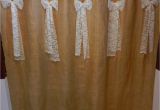 Burlap and Lace Shower Curtain Burlap and Lace Tab Shower Curtain with Lace Bows Measures