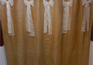 Burlap and Lace Shower Curtain Burlap and Lace Tab Shower Curtain with Lace Bows Measures
