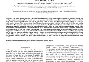 C S Heating and Cooling Pdf Performance Of thermoelectric Module as A Water Cooler and