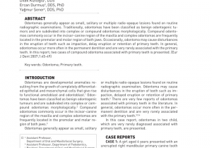 Canine tooth Extraction aftercare Pdf An Unusual association Of Odontomas with Primary Teeth