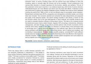 Canine tooth Extraction aftercare Pdf Canine Retraction A Systematic Review Of Different Methods Used