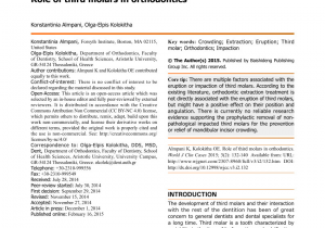 Canine tooth Extraction aftercare Pdf Role Of Third Molars In orthodontics