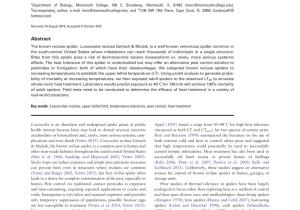 Central Pest Control toms River Nj Pdf Heat tolerance Of the Brown Recluse Spider Araneae Sicariidae