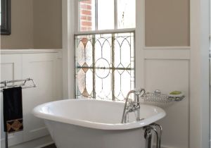 Clawfoot Tub In Small Bathroom Stained Glass Window In Shower Stained Glass Over the Clawfoot Tub