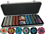 Clay Poker Chip Sets with Denominations 500 Pcs Casino Quality Pure Clay Poker Set for Home Game