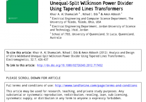 Cookies by Design Mentor Ohio Pdf Analysis and Design Of Ultra Wideband Unequal Split Wilkinson